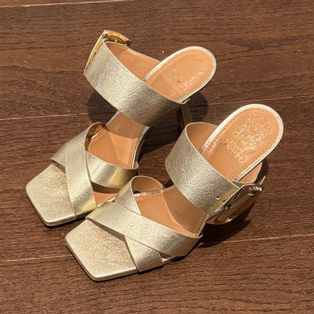 Vince Camuto Gold Strappy Heels Size 9